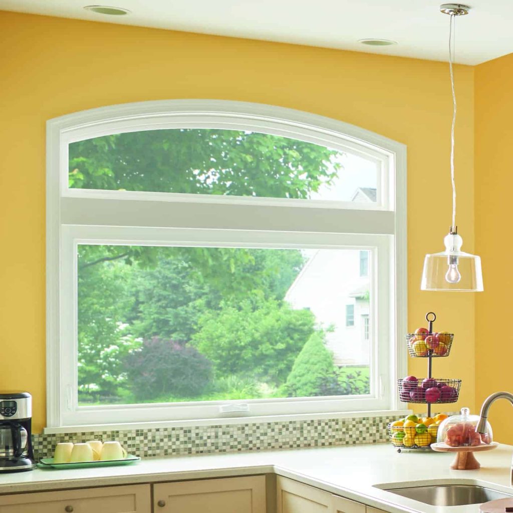 An awning window in a kitchen space.