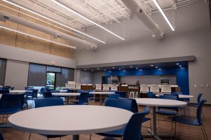 An interior view of the cafeteria space at West Shore Home's Western company headquarters.