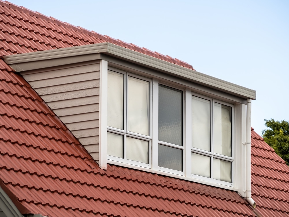 Shed,Dormer,Loft,With,Glass,Wall,On,Red,Tiled,Roof.